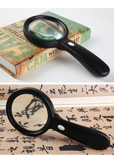 Aydınlatmalı Büyüteç, 12 Led Işıklı 10x Elde Taşınabilir Büyük Okuma Büyüteci