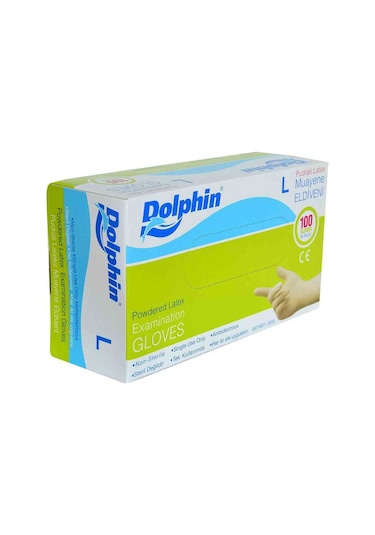 Pudralı Beyaz Latex Muayene Eldiveni Büyük Boy L 100 Lü Paket
