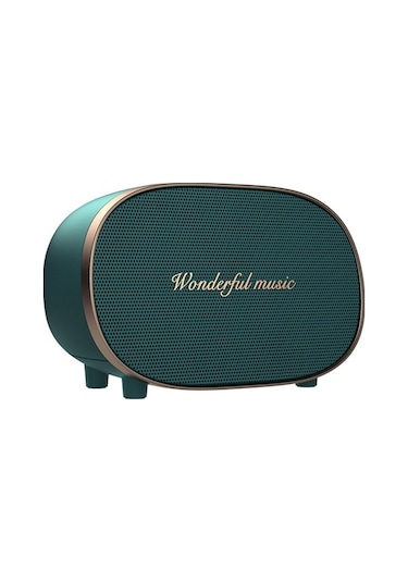 Retro Tasarım Bluetooth Hoparlör - Tf Kart Ve Aux Girişli, Güçlü Bas, Taşınabilir Yeşil