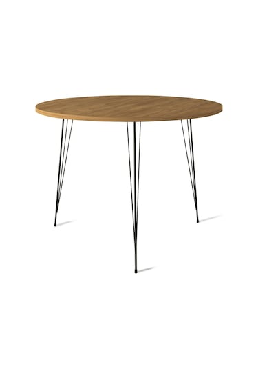 Pasific Home Sandalf Metal Ayaklı Yuvarlak Mutfak Masası Koyu Meşe