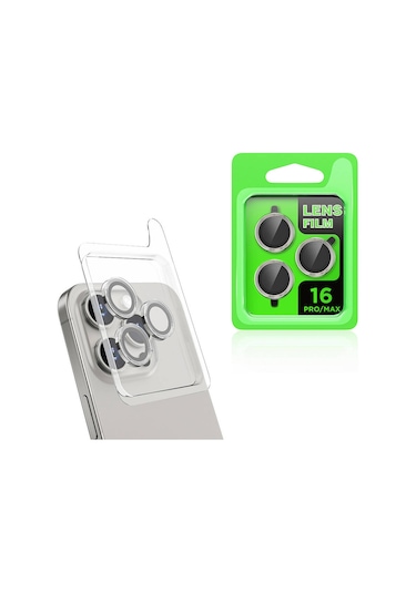 Noktaks - İphone 16 Pro Max Uyumlu - Kamera Lens Koruyucu Cl-07 - Titanyum-gri