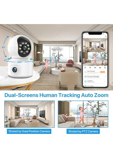 Laxsam Yeni Çift Lens Kablosuz Ip Kamera Cmr41 Güvenlik Kamerası