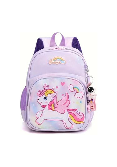 Wangxi Pembe Unicorn Sırt Cantası Sevimli Karikatür Anaokulu Kızlar İçin Pembe Mor Omuz Cantası Pembe