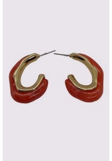 Kırmızı Renkli Halka Küpe - Kadın Kırmızı