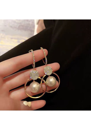 Moveevo Zircon Taşlı İmitasyon İnci Askılı Metal Geometrik Küpe, Gündüz Ve Akşam Stillerine Uygun, Zeki Ve Kadınca Görünüm Sağlar Gold Moveevo Zircon Taşlı İmitasyon İnci Askılı Metal Geometrik Küpe, Gündüz Ve Akşam Stillerine Uygun, Zeki Ve Kadınca Görünüm Sağlar Gold