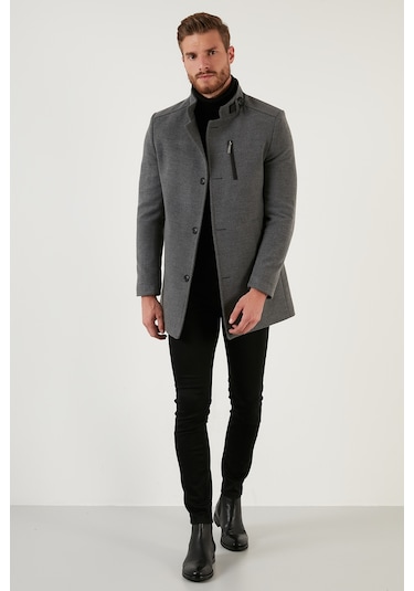 Buratti Slim Fit Düğmeli Dik Yaka Kaşe Erkek Kaban 5840099 Açık Gri Buratti Slim Fit Düğmeli Dik Yaka Kaşe Erkek Kaban 5840099 Açık Gri