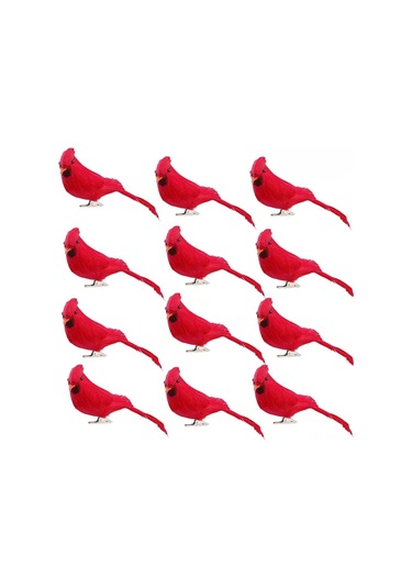 Monyee 14cm Köpük Ve Tüy Simülasyon Kuşu, Ev Bahçe Dekorasyonu, Fotoğraf Props, 12 Adet Paket Kırmızı