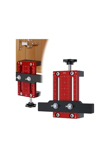 Wezone Alüminyum Kapı Montaj Konumlandırıcı - Dolap Ve Çekmecelik Kapılar İçin Hassas Ölçüm Ve Delme Aracı, 10-60 Mm Aralığı, Kırmızı