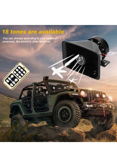 200w 18 Ton Araba Yüksek Uyarı Alarmı Profesyonel Acil Siren Korna Seti Uzaktan Kumandalı Elektronik Pa Sistemi 12 V Araba Kamyon Mühendislik Aracı İçin