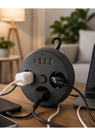 Ev Ofis İçin Çoklu Priz 3 Priz 3 Usb Type C Güvenli Enerji Yönetimi 3 M