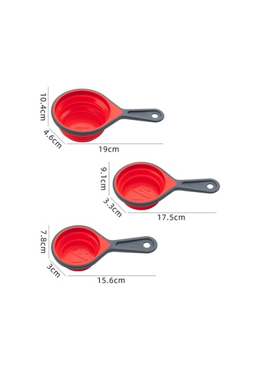 Yeşil Silikon Ölçüm Kabı Ve Kaşık Seti Katlanabilir Pişirme Ölçüm Aracı Kaşık Pişirme İçin Mutfak El Sanatları Yapımı Kahve Unu Bal 4pcs