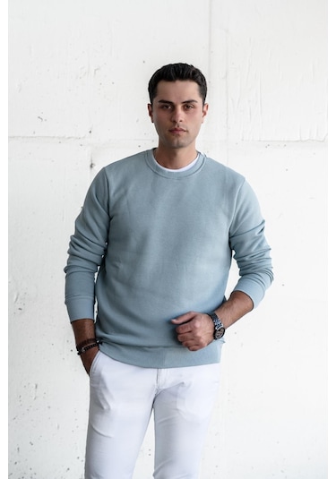 SLİMFİT SIFIR YAKA BASİC 3 İPLİK ERKEK SWEATSHİRT