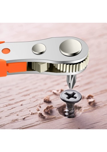 Geeksen 21 Parça Mini Ratchet Anahtar Seti - 36 Dişli 1/4" Antremanlı - Dar Boşluklar İçin - Manyetik Uçlu - 9 Adet Soket + 60mm Bağlantı Kolu