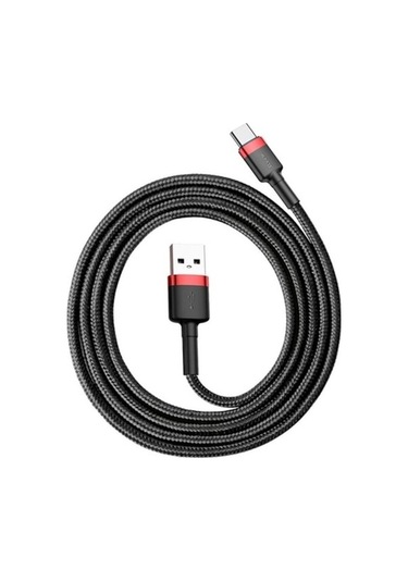 Moly Android Uyumlu Type-c 3.0a Usb Şarj Kablosu 3m Kırmızı Siyah Hızlı Şarj