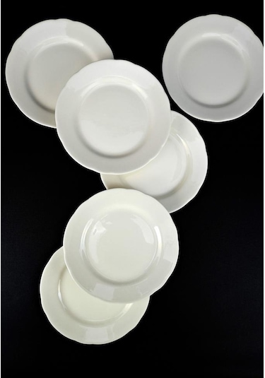 Digithome Papatya 6 Lı Porselen Pasta Ve Sunum Tabağı Seti 19 Cm Krem - Tl4051627 C320.003