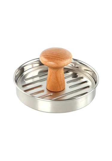 Sointeresting Burger Press 5 İnç Ağır Hizmet Tipi Paslanmaz Çelik Hamburger Köfte Yapıcı Ahşap Saplı Gösterildiği Gibi