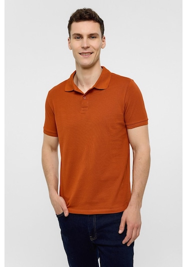 SÜVARİ Kiremit Slim Düz Polo Yaka Tişört-38585 KIREMIT