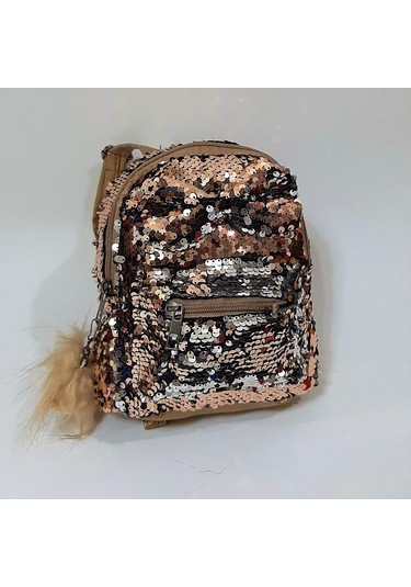 Fiyra Crn Dore Altın Pullu Kız Çocuk Sırt Çantası 16cmx20cmx10cm Altın