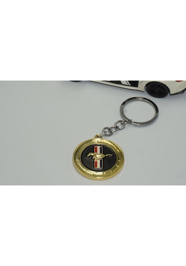 Dk Mustang Gt Logo Gold Metal Çift Yön Anahtarlık