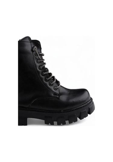 Glint Siyah Rahat Kadın Bağcıklı Bot Siyah