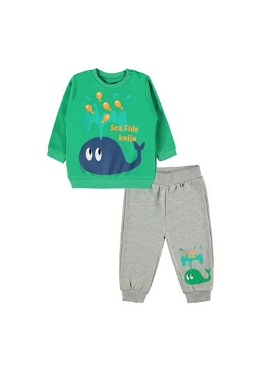 Kujju Erkek Bebek Pijama Takımı 6-18 Ay Koyu Yeşil 2258702633ss-3 Koyu Yeşil