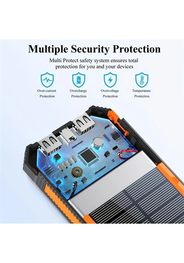 Yunboo Yüksek Kapasiteli 20000mah Güneş Enerjili Powerbank - Çift Usb Portlu Ve Led Fenerli