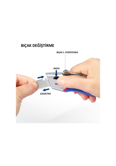 Workpro Wp213012 Ağır Hizmet Alüminyum Gövde Geri Çekilebilir Rötuş Maket Bıçağı + 4 Adet Yedek Bıçak Fr Wp213012