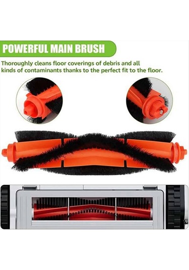 Gildedwill Xiaomi Robot Süpürge S20 / D106 Süpürge Yedek Parça Aksesuarları Ana Fırça Yan Fırça Paspas Bezi Filtre Seti