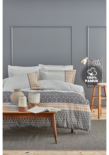 Yataş Bedding Taren Ranforce Çift Kişilik Nevresim Seti - Gri