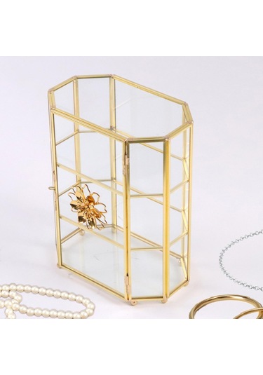 Homyl Cam Mücevher Kutusu 3 Katmanlı Şeffaf Takı Organizatör Temizlemek