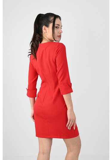 Koza Butik Kadın Düğme Detaylı Elbise 5202-24 001