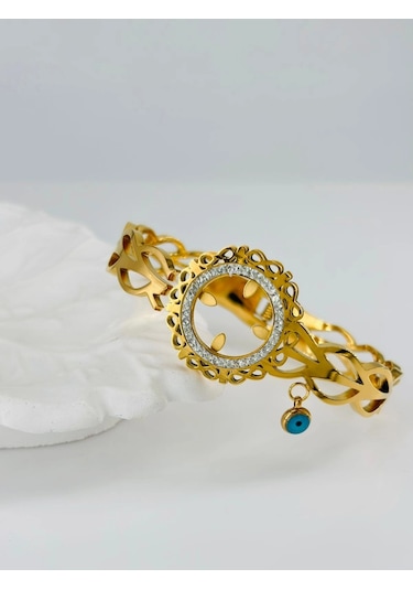 Mepa Gold Zirkon Taşlı Çelik Çelik Bileklikler 60 Cm - Kbl0351 Najmaddin Altın