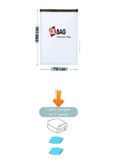 3 Adet Vakumlu Poşet Seti 70 Cm X 100 Cm Büyük Boy Yastık, Battaniye, Elbise Vakumlu Hurç Şeffaf