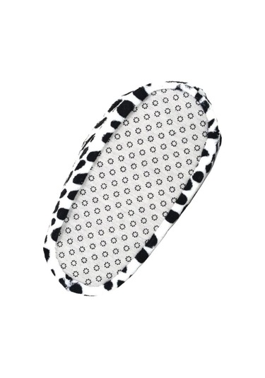 Peluş Tavşan Figürlü Kaymaz Ve Ses Yapmaz Ev Panduf Beyaz - Siyah-beyaz - Siyah Beyaz - Siyah