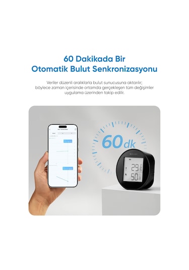 Akıllı Termometre Wi-fi Bağlantılı Sıcaklık Ve Nem Ölçer, Uygulama Destekli