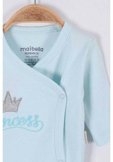 Prenses Desenli Müslin Kız Bebek Hastane Çıkışı Bebek Kıyafetleri Yenidoğan Hastane Çıkış Seti 5 Li Turkuaz