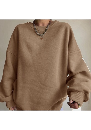 Novahub Sonbahar/kış Hip Pop Kadın Kalın Yuvarlak Yaka Mektup Baskılı Büyük Boy Tişört Şarap Kırmızısı Bordo S-m-l-xl-xxl Bordo