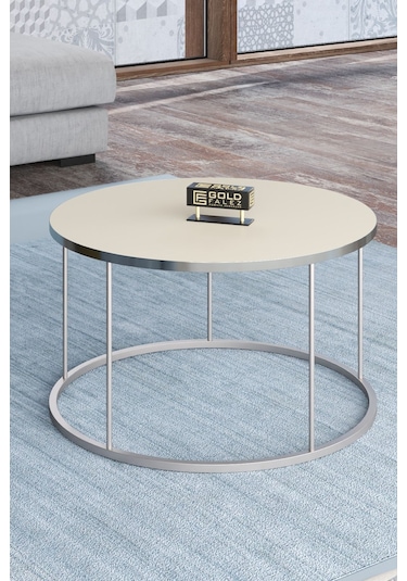 Orta Sehpa Ve Zigon Sehpa Terra Set Gümüş Krem