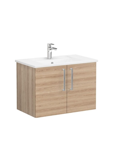 VitrA Root Flat Kapaklı Lavabo Dolabı 80 Cm Doğal Meşe 66386 Çok Renkli