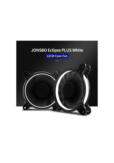 Jeehugo Jonsbo Eclipse Plus Beyaz 12cm Kasa Fanı, Led Işıklı, Hidrolik Rulman, 3pin+4pin Bağlantı, 1500rpm, 38.5cfm, 24db Siyah - Beyaz