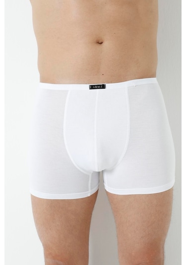 Arma Yıldız Erkek Bambu Boxer Beyaz İnce Bel Lastikli 5'li Paket-beyaz