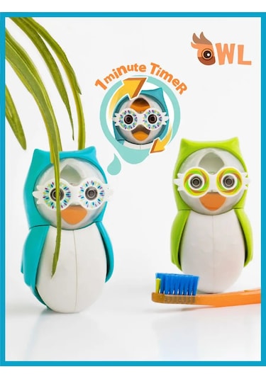 Flipper Çocuklar İçin Zamanlayıcılı Diş Fırçası Tutucu Flipper Owl 169644674 Yeşil