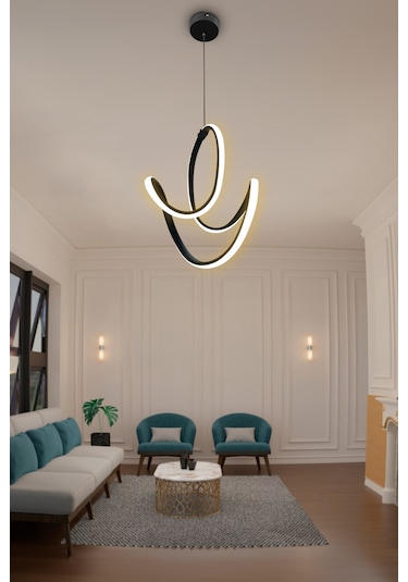 Badem Topsuz Modern Koridor & Oturma Odası Sarkıt Avize - - Kumandalı / Krom Krom