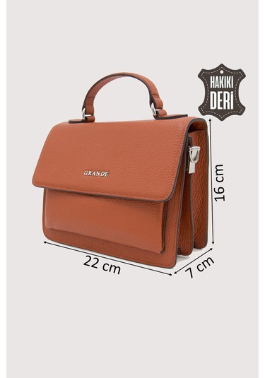 Hakiki Deri Kadın El Çantası Turuncu Smr9022 Turuncu