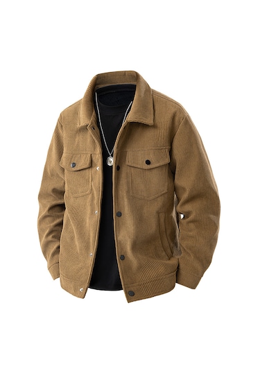 Baharlık Gömlek Yaka Şık Ve Spor Erkek Mont Ceket Kahverengi