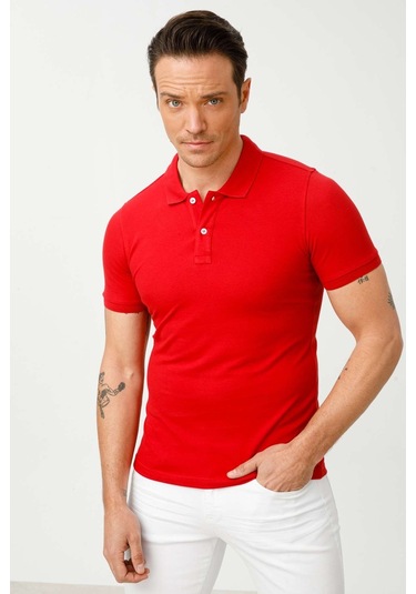 Igs Erkek Kırmızı Standart Polo Yaka Tişört Kırmızı