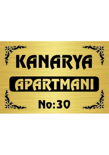 Apartman İsimliği 20x30 Gold Metal Levha