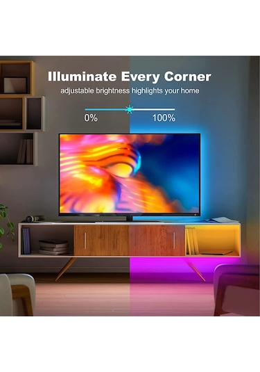 Monitör Ve Tv Arkası Uzaktan Kumanda Silikonlu Led Şerit Işık 1m