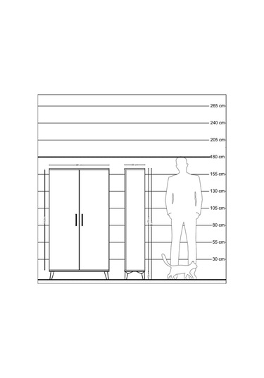 Arges Dolap 4 Raflı 2 Kapaklı 88x30x163 Çam-çam Çam