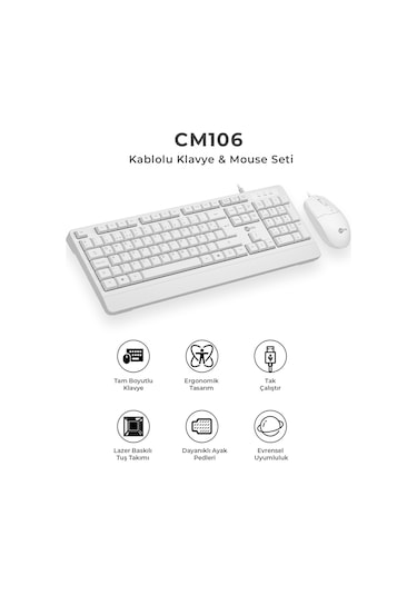 Lecoo CM106 USB Kablolu Türkçe Q Klavye & Mouse Set